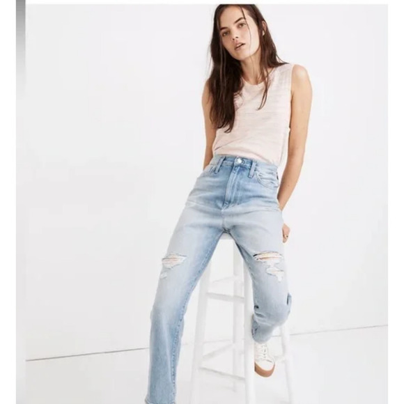 Madewell Distressed Momjean  Blue Jeans - Size 25 - Picture 16 of 16
